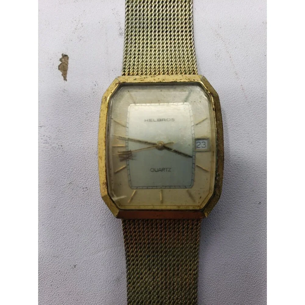 Helbros 56621 Quartz Gold Plated Watch Base Metal Bezel 555415 87-1 Untested